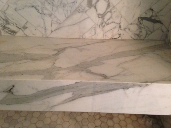 Calacatta White Exotic Marble Shower Seat with Skirt