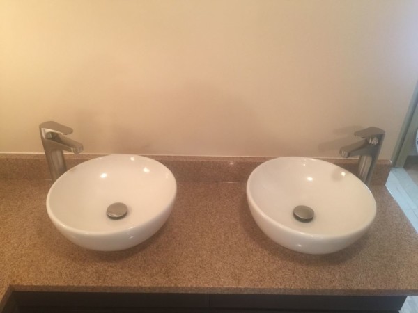 Giallo Antique with 2 round Vesil sinks