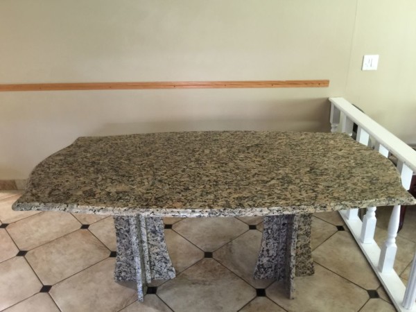 Giallo Fioritto Granite Arched table with Ogee Edge and 2 Fancy matching color Bases,