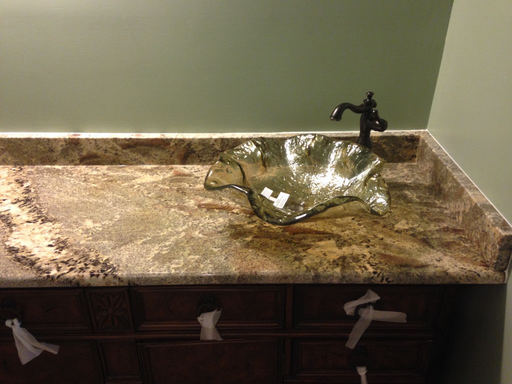 River Boardoux Granite Bathroom Vanity Top With Glass Vessel Sink